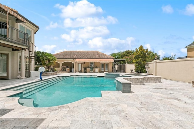154 Primrose Dr, Belle Chasse, LA 70037 - view of swimming pool featuring an in-ground hot tub and a patio area
