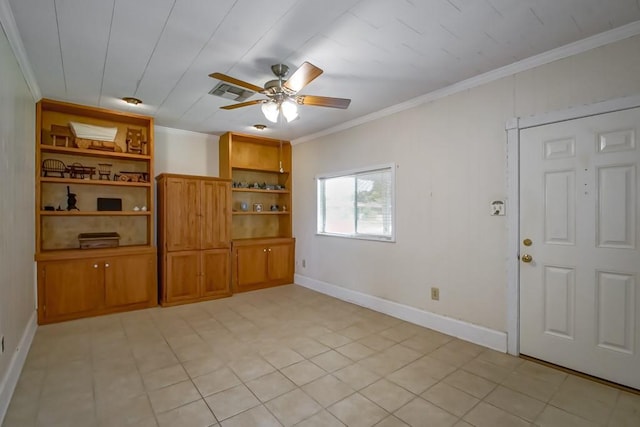 4213 Purdue Dr, Metairie, LA 70003 - unfurnished living room with ornamental molding and ceiling fan