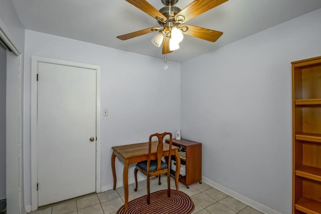 4213 Purdue Dr, Metairie, LA 70003 - home office with ceiling fan and light tile patterned floors