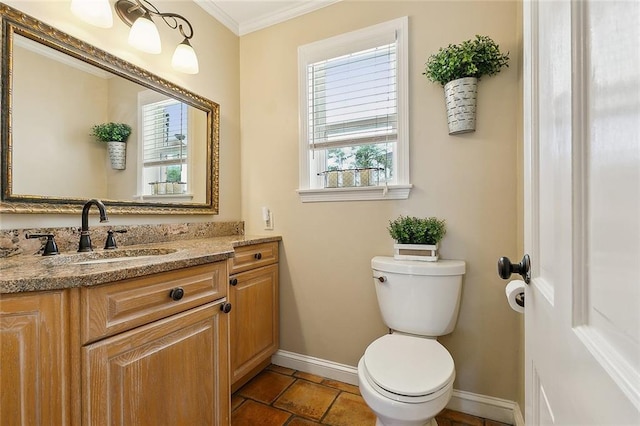 9408 Citrus Ln, River Ridge, LA 70123 - half bathroom featuring vanity and ornamental molding