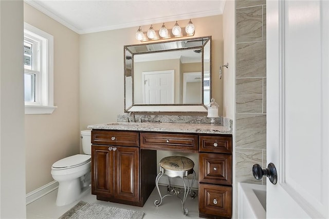 9408 Citrus Ln, River Ridge, LA 70123 - full bath featuring crown molding, vanity, and a tub