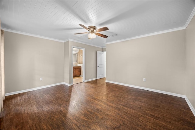 426 Devon Dr, Mandeville, LA 70448 - empty room featuring a ceiling fan, wood finished floors, and crown molding
