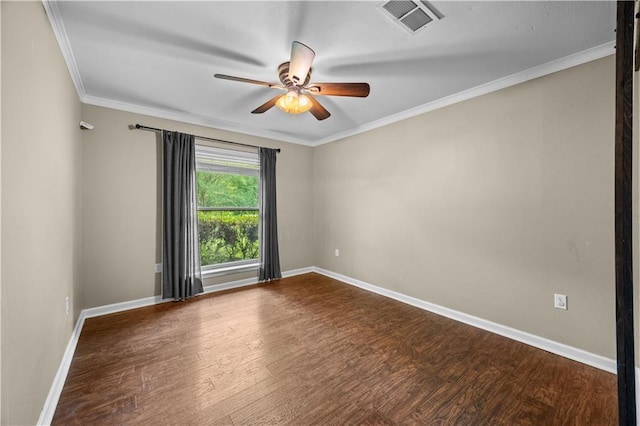 426 Devon Dr, Mandeville, LA 70448 - empty room featuring a ceiling fan, wood finished floors, and crown molding