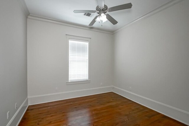 412 N Miro St, New Orleans, LA 70119 - unfurnished room with ornamental molding, ceiling fan, and dark wood-type flooring
