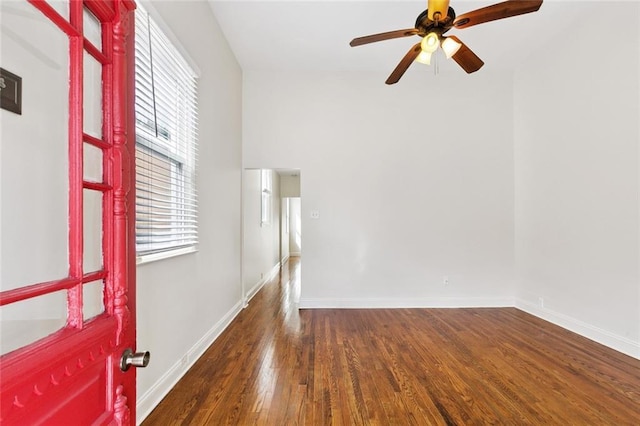 8426 Green St, New Orleans, LA 70118 - entryway with wood finished floors and ceiling fan
