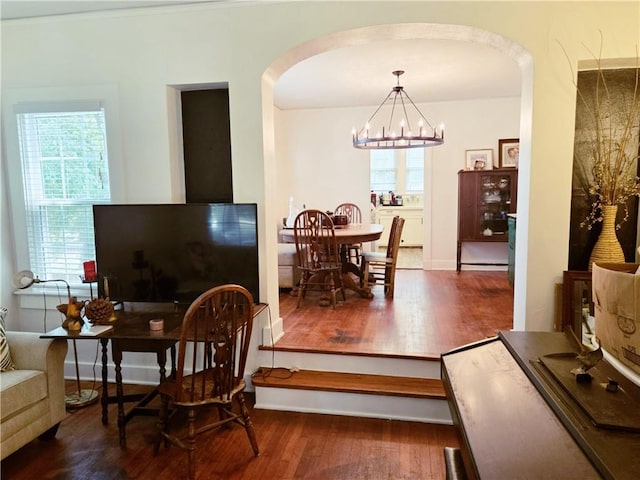 21416 N 12th St, Baton Rouge, LA 70802 - dining area with arched walkways, wood finished floors, and plenty of natural light