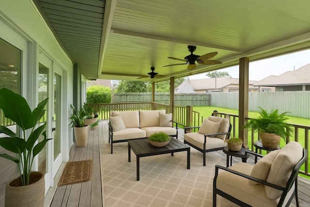 4000 Kawanee Ave, Metairie, LA 70002 - sunroom / solarium featuring an outdoor hangout area and a ceiling fan