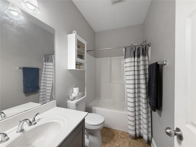 201 Stephanie Ln, Covington, LA 70435 - full bath featuring vanity, shower / tub combo, and tile patterned flooring