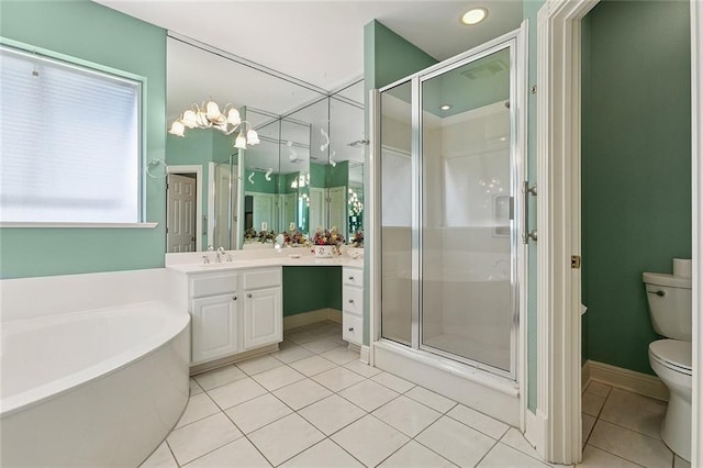 178 Colony Rd, Belle Chasse, LA 70037 - bathroom with vanity, tile patterned flooring, a bath, and a shower stall