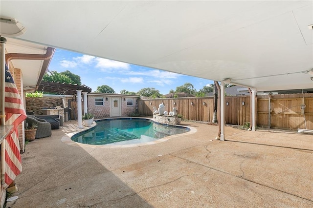 700 Crystal St, New Orleans, LA 70124 - view of pool with a patio, an outdoor structure, and a fenced backyard