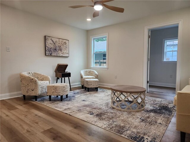 3009 Sundorn St, Jefferson, LA 70121 - living area featuring a ceiling fan, plenty of natural light, wood finished floors, and recessed lighting
