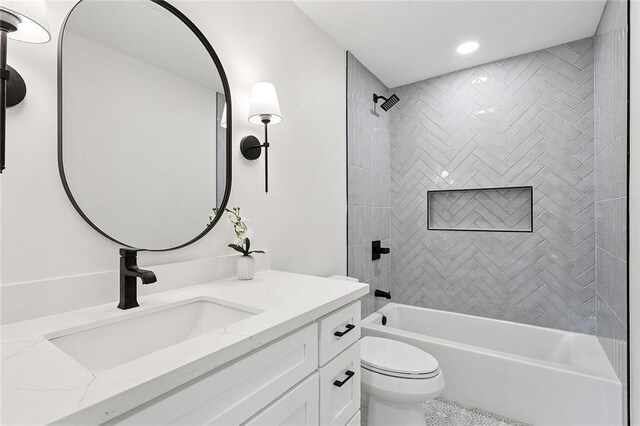 3009 Sundorn St, Jefferson, LA 70121 - bathroom featuring vanity, bathtub / shower combination, and recessed lighting