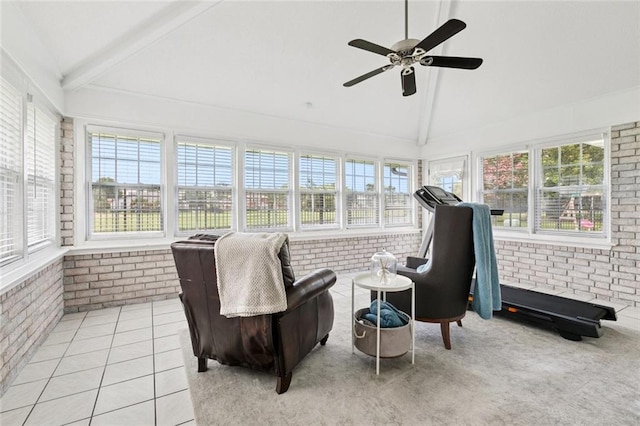 33 Rosedown Dr, Destrehan, LA 70047 - sunroom featuring brick wall, beamed ceiling, healthy amount of natural light, and high vaulted ceiling