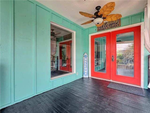 4230 Murano Rd, New Orleans, LA 70129 - view of exterior entry with ceiling fan and french doors