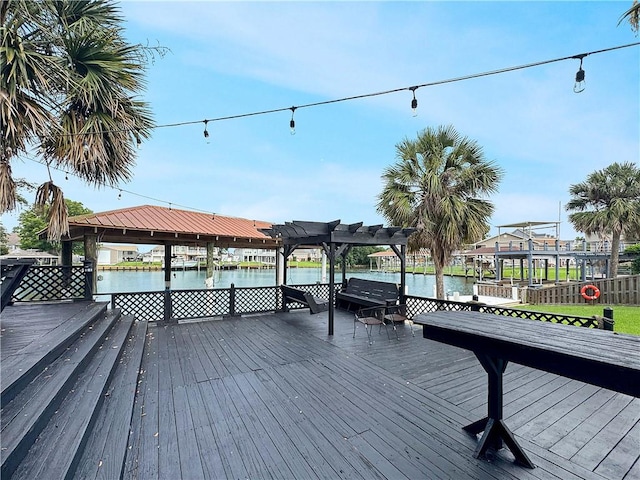 4230 Murano Rd, New Orleans, LA 70129 - deck with a water view and a pergola