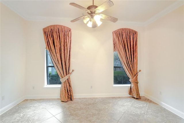 601 Ferriday Ct, Harahan, LA 70123 - empty room with crown molding, a ceiling fan, and light tile patterned floors