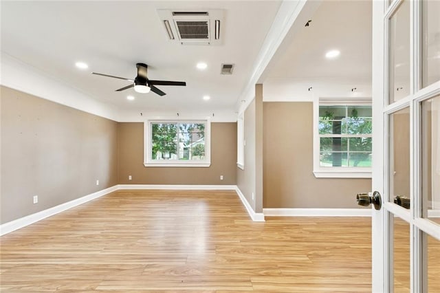 7032 Glenn St, Metairie, LA 70003 - unfurnished room with ceiling fan, light wood-type flooring, and recessed lighting