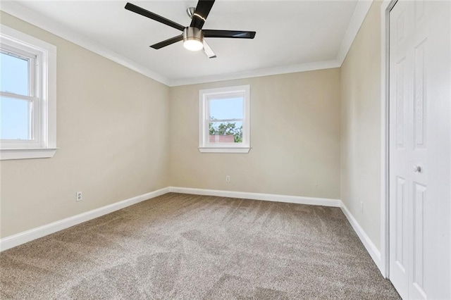 7032 Glenn St, Metairie, LA 70003 - unfurnished bedroom with carpet floors, ornamental molding, a closet, and a ceiling fan