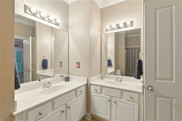 5191 Arlington Ct, Baton Rouge, LA 70820 - full bath with ornamental molding and two vanities