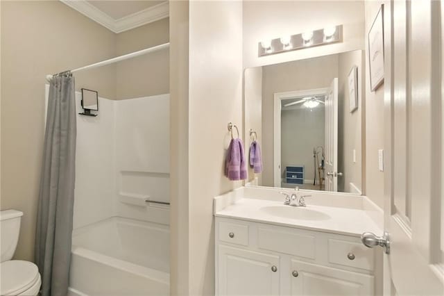 5191 Arlington Ct, Baton Rouge, LA 70820 - full bath featuring ornamental molding, shower / bathtub combination with curtain, and vanity