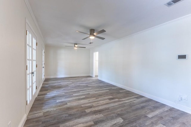 1729 High Ave, Metairie, LA 70001 - spare room with wood finished floors, a ceiling fan, healthy amount of natural light, crown molding, and french doors
