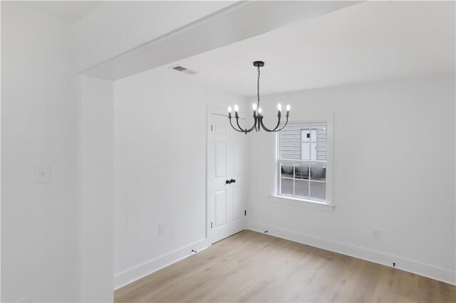 1909 Maryland Ave, Kenner, LA 70062 - unfurnished dining area featuring a chandelier and light wood-style floors