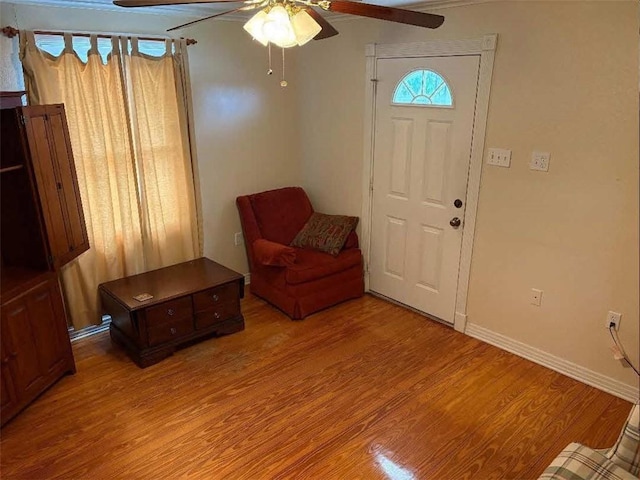 121 Sigma St, Belle Chasse, LA 70037 - entryway with a ceiling fan and wood finished floors
