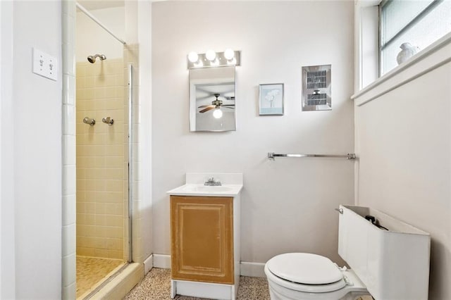 508 Beverly Garden Dr, Metairie, LA 70005 - full bathroom featuring ceiling fan, a shower stall, and vanity
