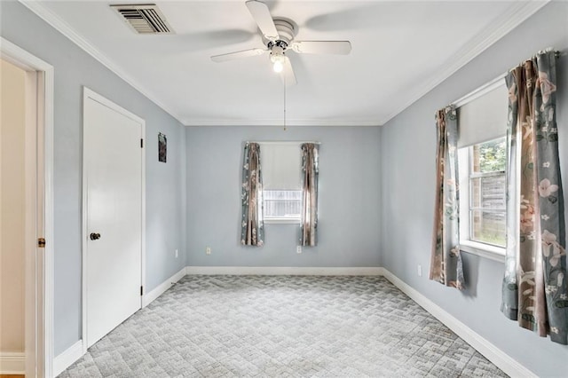 508 Beverly Garden Dr, Metairie, LA 70005 - carpeted spare room with ornamental molding and a ceiling fan