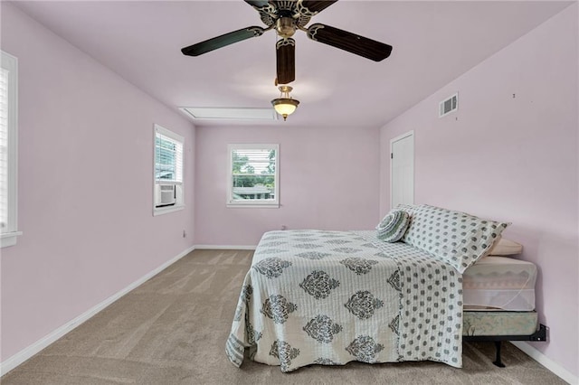 174 Celia Dr, Luling, LA 70070 - bedroom with carpet, ceiling fan, attic access, and cooling unit