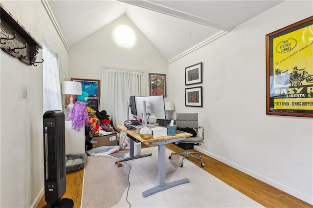 422 Alix St, New Orleans, LA 70114 - home office featuring wood finished floors and high vaulted ceiling