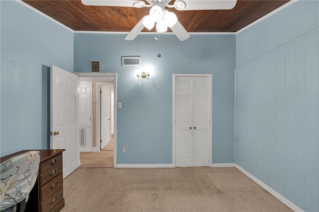 7 Albert Ct, Metairie, LA 70003 - carpeted bedroom with wood ceiling, a closet, crown molding, and a ceiling fan