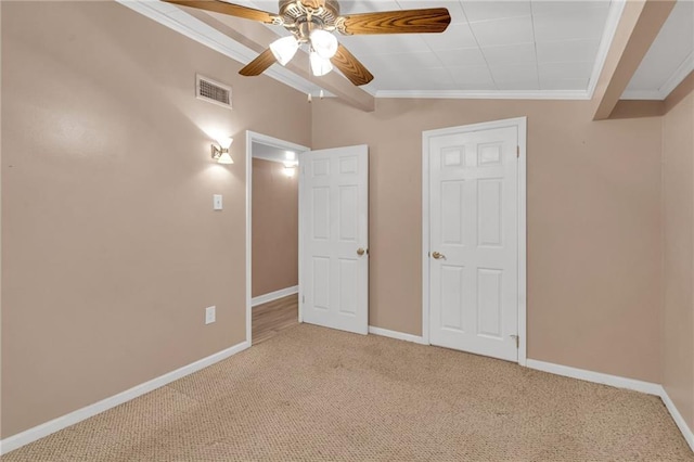 7 Albert Ct, Metairie, LA 70003 - unfurnished bedroom with crown molding, carpet floors, vaulted ceiling, and ceiling fan