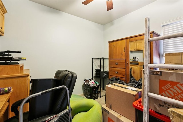 13795 Shady Hollow Dr, Denham Springs, LA 70726 - office area with a ceiling fan and carpet floors
