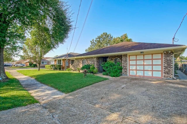 2219 Mercedes Blvd, New Orleans, LA 70114 - ranch-style home with an attached garage, a front lawn, and driveway