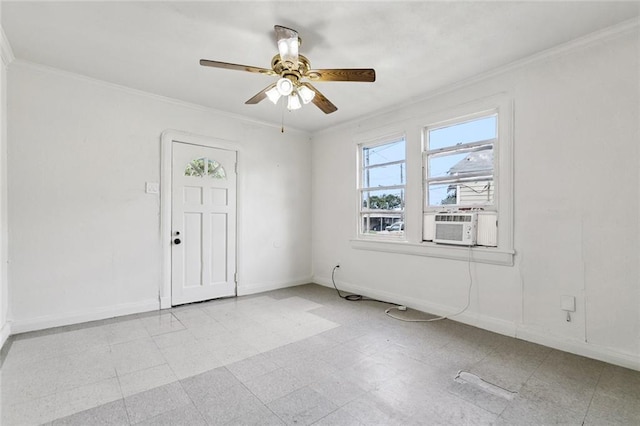 1117 Perry St, Gretna, LA 70053 - empty room with ornamental molding, a ceiling fan, and cooling unit