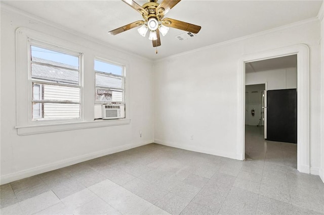 1117 Perry St, Gretna, LA 70053 - empty room with crown molding, cooling unit, and ceiling fan