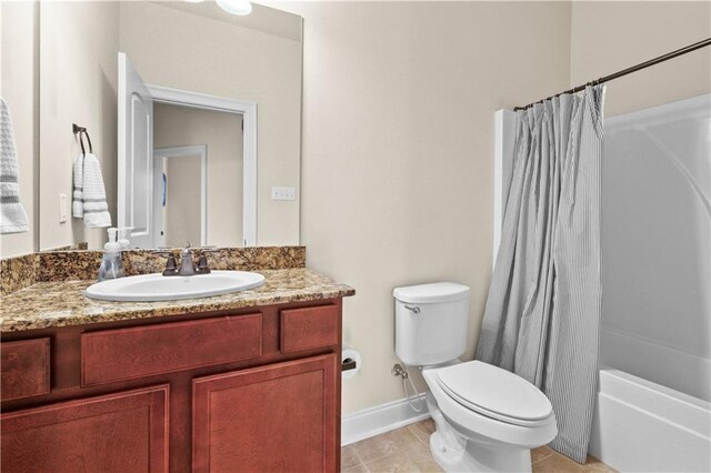 855 Woodsprings Ct, Covington, LA 70433 - bathroom featuring vanity, shower / bath combination with curtain, and tile patterned floors