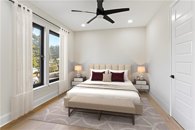 4542 Prairie St, Metairie, LA 70001 - bedroom with wood finished floors, recessed lighting, and ceiling fan