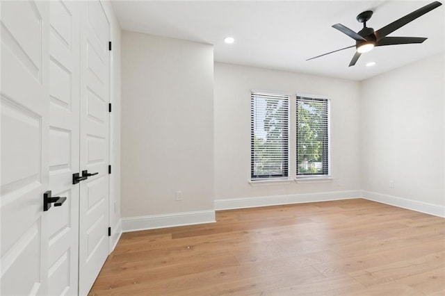4542 Prairie St, Metairie, LA 70001 - spare room with light wood-style flooring, ceiling fan, and recessed lighting