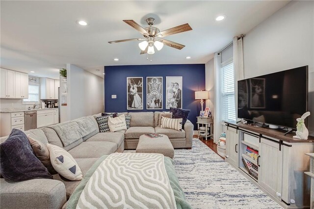 1112 Compromise St, Kenner, LA 70062 - living area with ceiling fan, recessed lighting, plenty of natural light, and wood finished floors