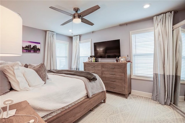 1112 Compromise St, Kenner, LA 70062 - bedroom featuring multiple windows, ceiling fan, and recessed lighting