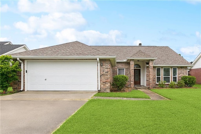 310 Oakley Ln, Destrehan, LA 70047 - view of front of property with brick siding, concrete driveway, a front lawn, and roof with shingles