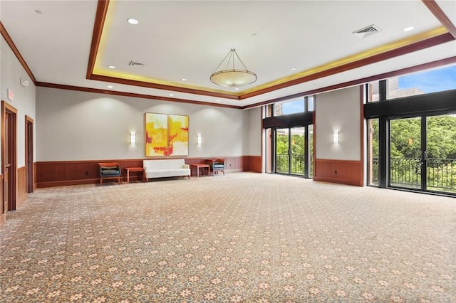 625 St Charles Ave Phd, Phd, New Orleans, LA 70130 - building lobby with crown molding, a wainscoted wall, and recessed lighting
