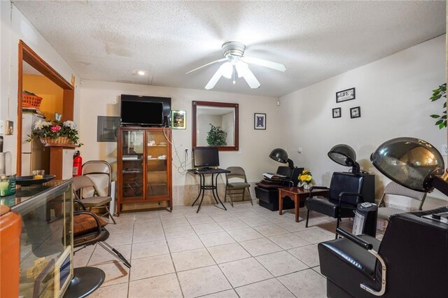 4124 Eve St, New Orleans, LA 70125 - office space with ceiling fan, light tile patterned floors, and a textured ceiling