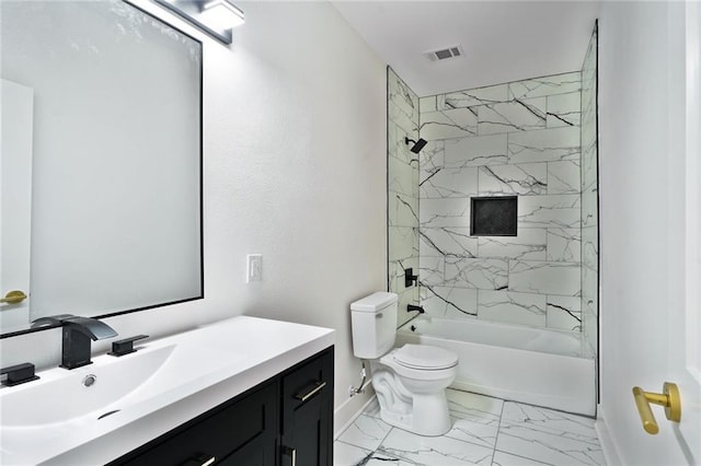 1721 Eagle St, New Orleans, LA 70118 - bathroom with marble finish flooring, vanity, and washtub / shower combination