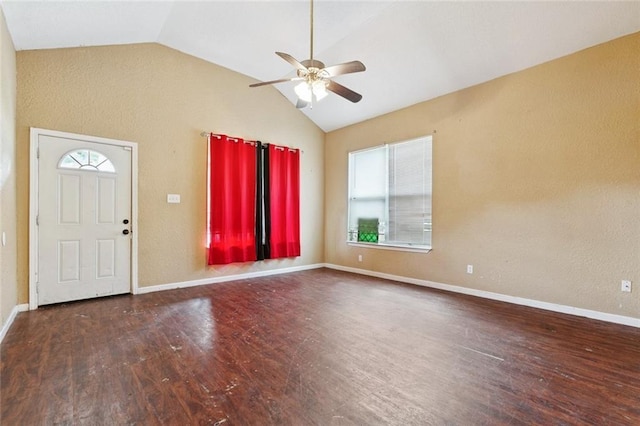 921 Jourdan Ave, New Orleans, LA 70117 - entrance foyer featuring ceiling fan, lofted ceiling, and wood finished floors