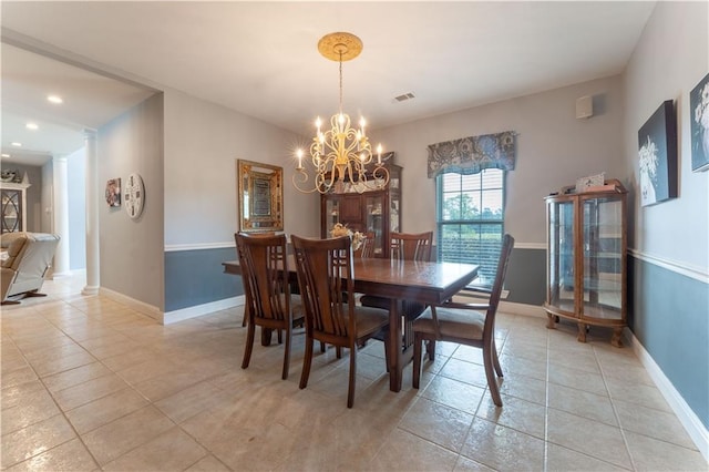 31 Allen Hill Rd, Tylertown, MS 39667 - dining space with a chandelier, light tile patterned floors, and recessed lighting