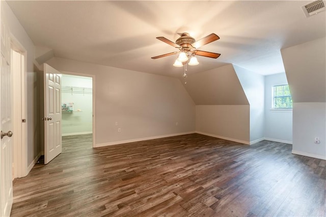 31 Allen Hill Rd, Tylertown, MS 39667 - bonus room with ceiling fan, dark wood-style floors, and lofted ceiling