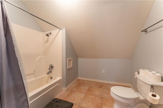 31 Allen Hill Rd, Tylertown, MS 39667 - bathroom with vaulted ceiling, shower / bathtub combination with curtain, and tile patterned flooring